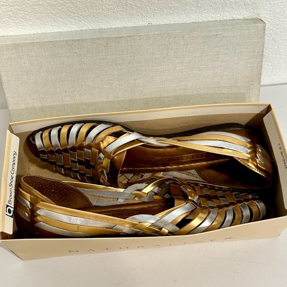 VTG Naturalizer Adventure Slip On Leather Flats Metallic Gold and Silver SZ 9.5 - Picture 7 of 8